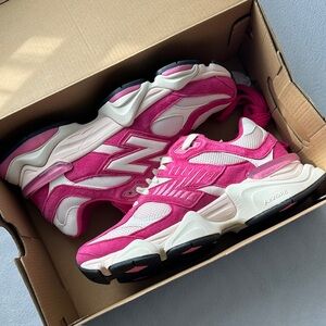 New Balance 9060 Vibrant Pink and White Athletic Shoes